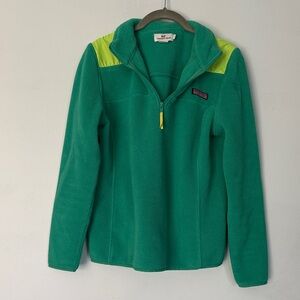 Vineyard Vines Teal Fleece with Neon Yellow Detail